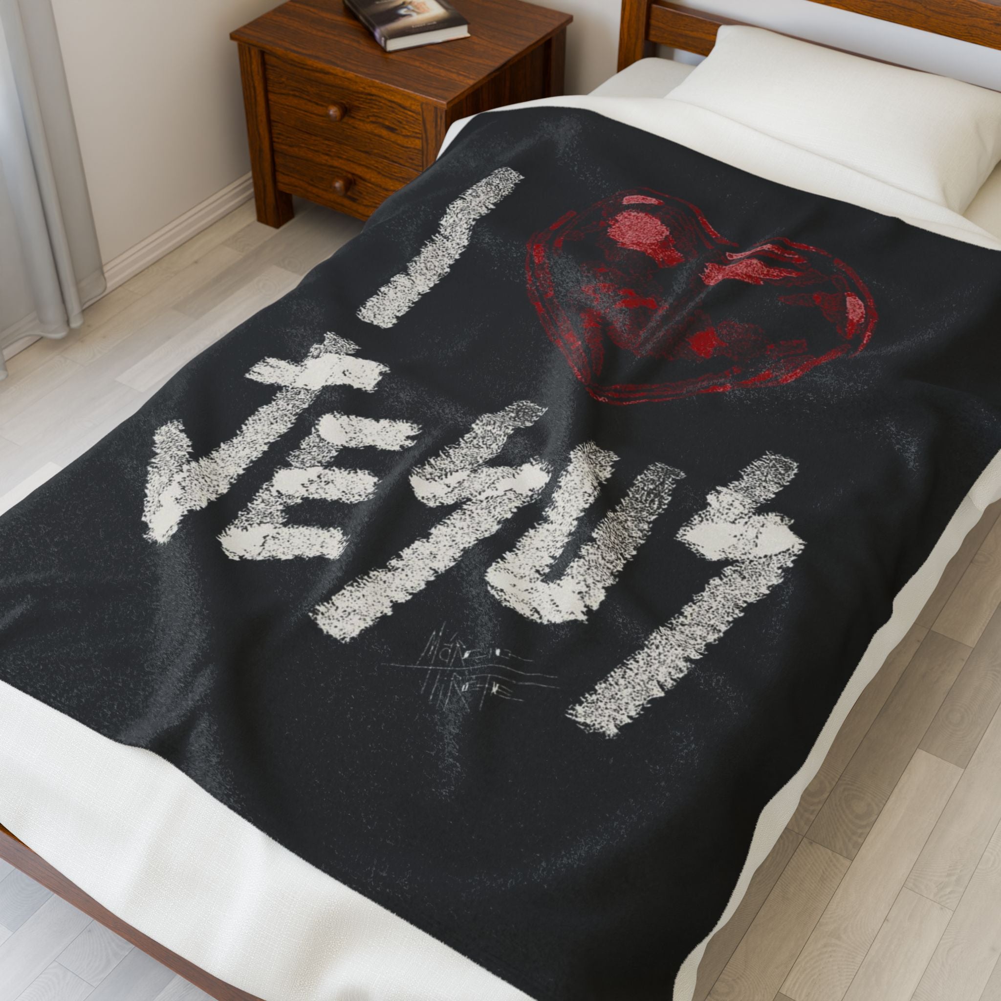 I Love Jesus Velveteen Plush Blanket